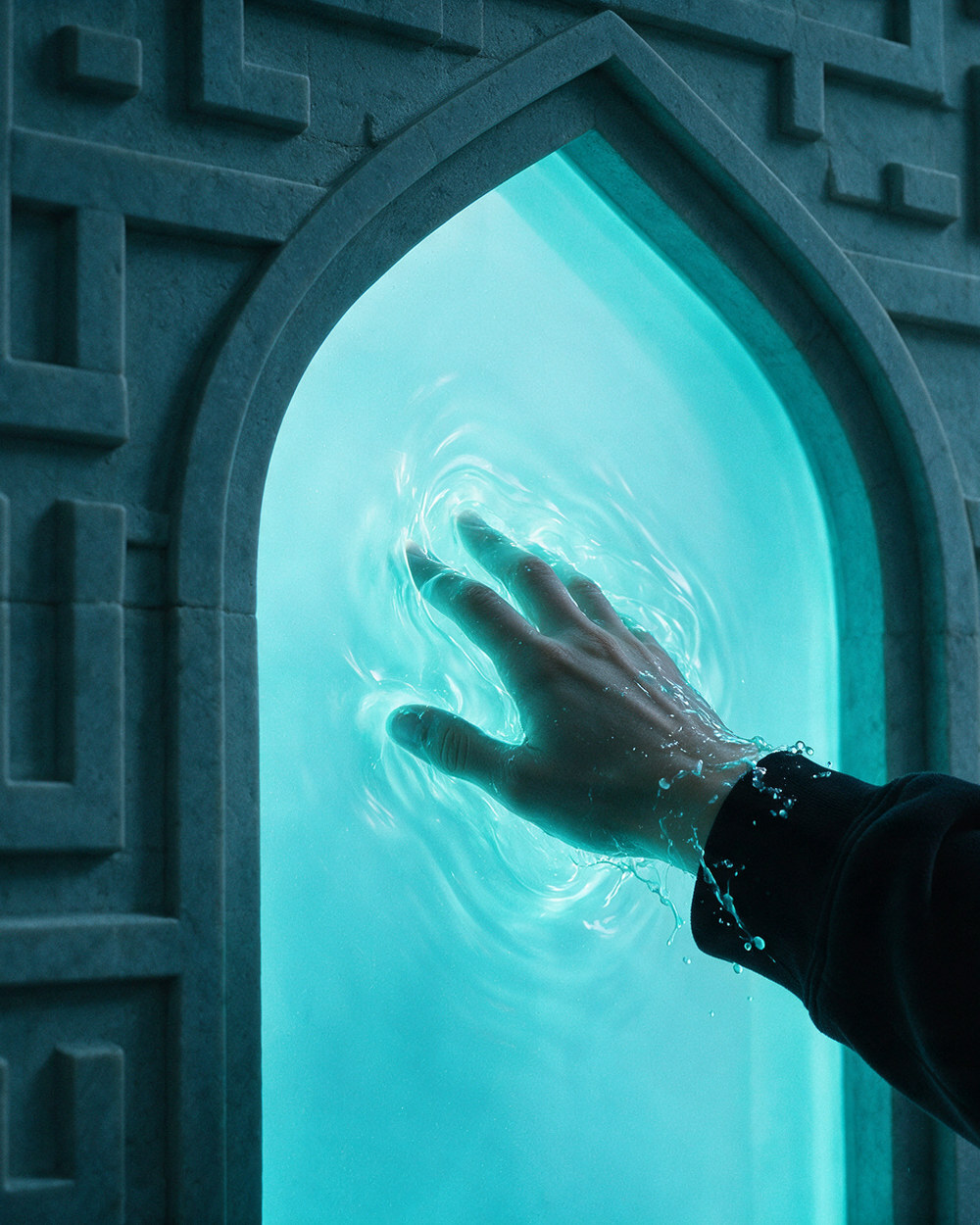 A student inside the labyrinth